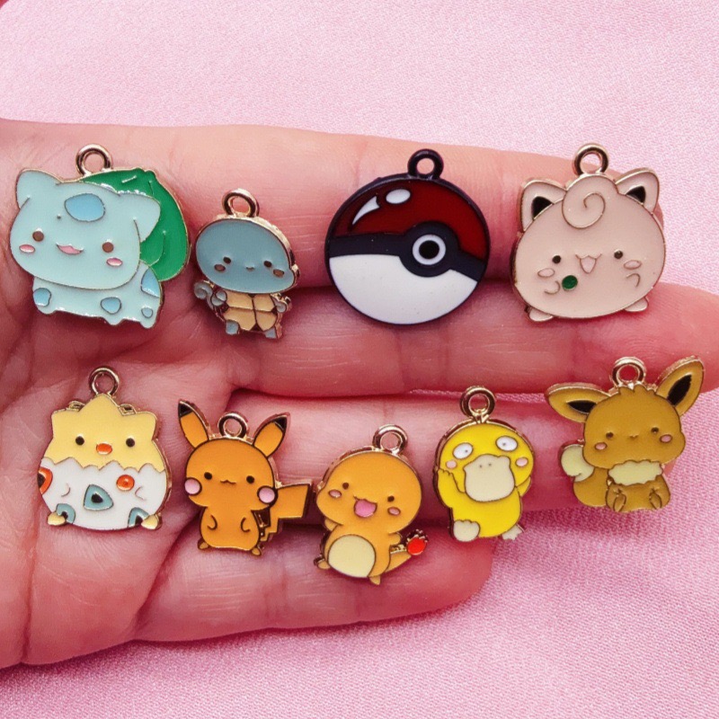 Phone Accessory - 10 ชิ้น อุปกรณ์ตกแต่งเครื่องประดับลายการ์ตูนแบบเคลือบน้ำมัน สำหรับทำสร้อยข้อมือ DIY จี้พวงกุญแจ