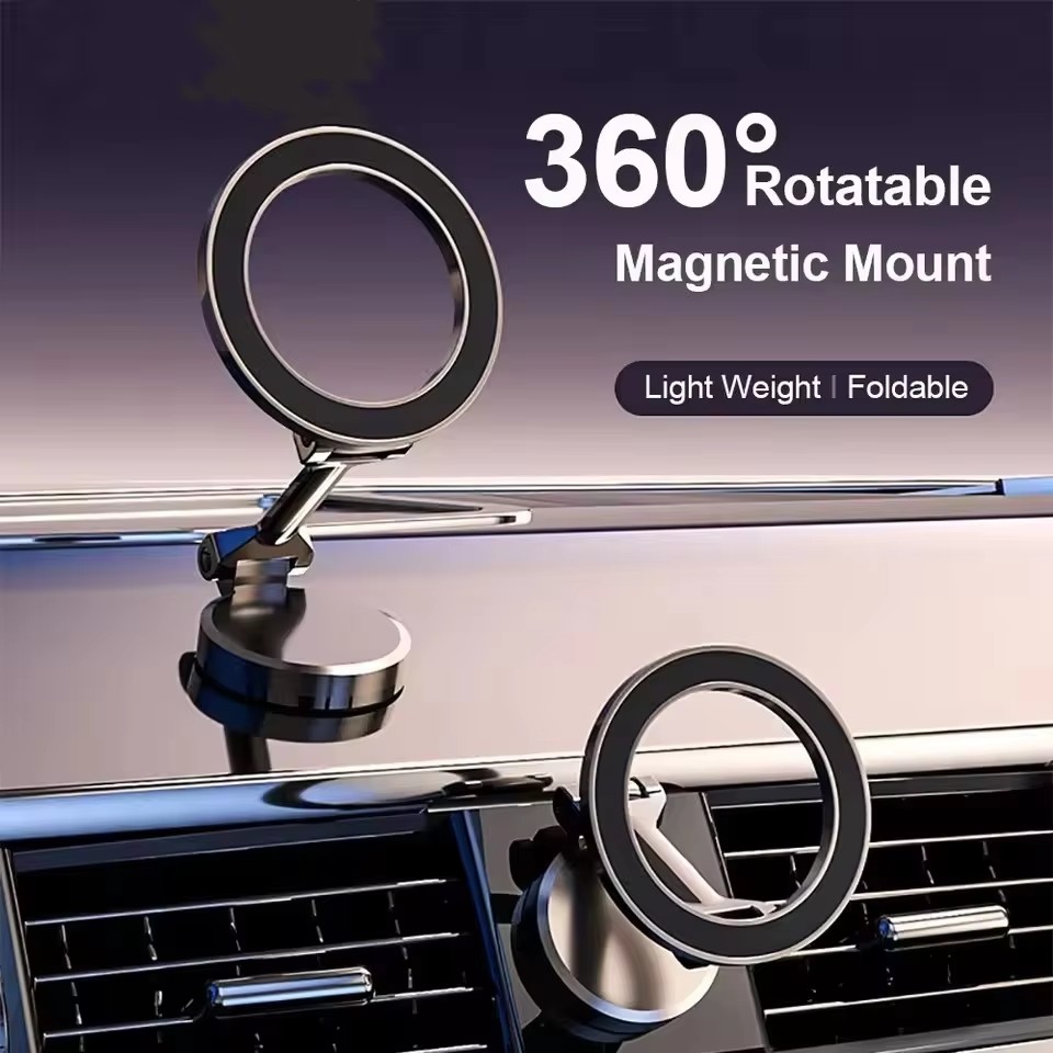 Phone Accessory - ที่วางโทรศัพท์มือถือในรถยนต์แบบแม่เหล็กพับได้สำหรับ MagSafe 360 ° ขาตั้งแม่เหล็กปรับระดับได้สำหรับติดตั้งในรถยนต์สำหรับ iPhone